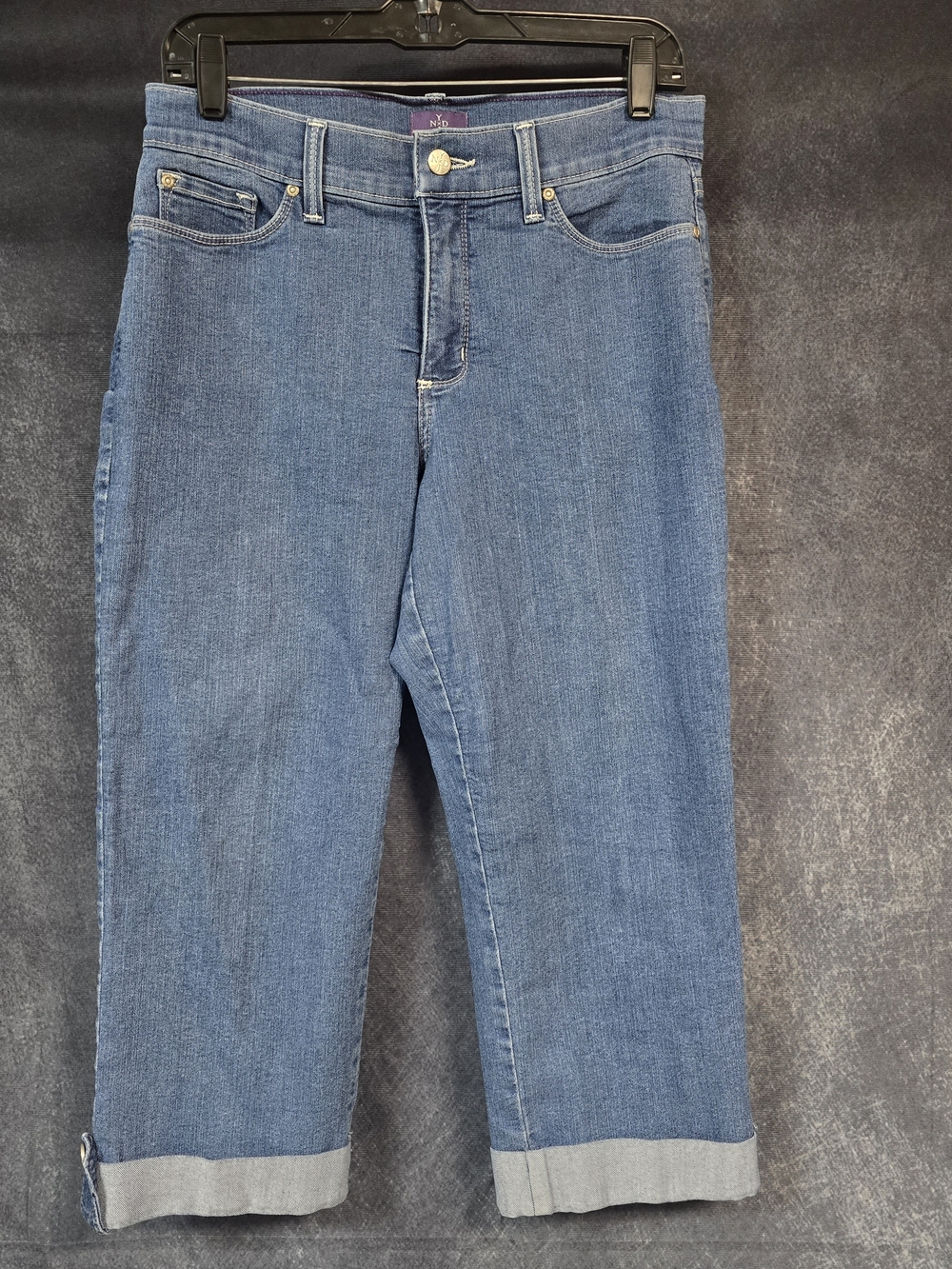 NYDJ Blue Cropped Straight Jeans - Classic Mid Wash